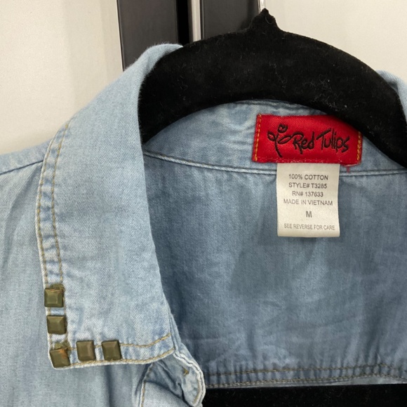 button down shirt denim look - Picture 2 of 3